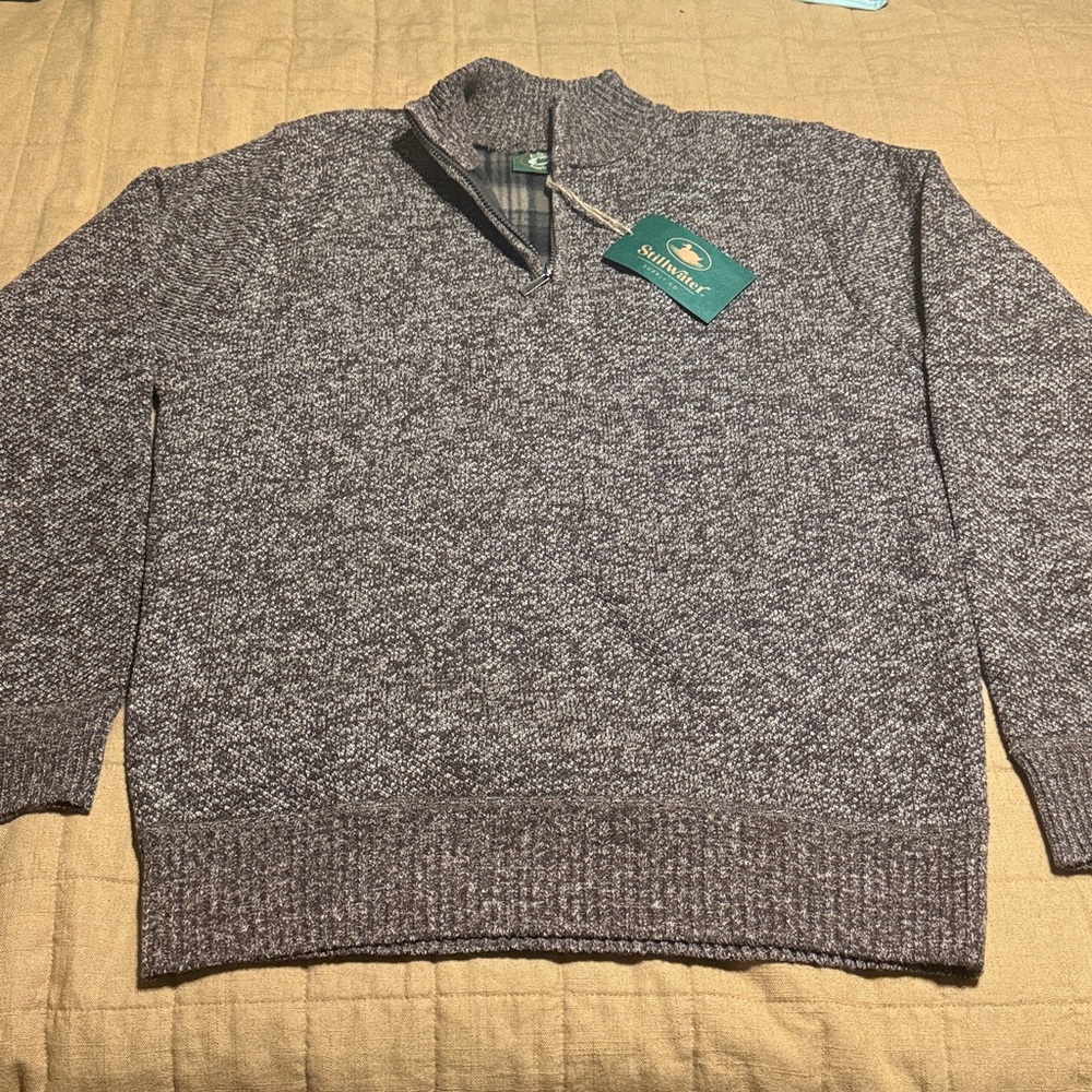 NWT Stillwater Supply Co Men’s Brown Sweater with Plaid Fleece Lining Size Large